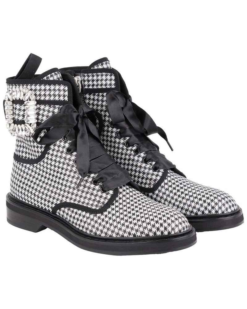 Roger Vivier Viv Rangers Strass Leather Bootie