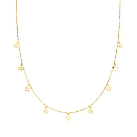 Canaria Italian 10kt Yellow Gold Mini Star Station Necklace