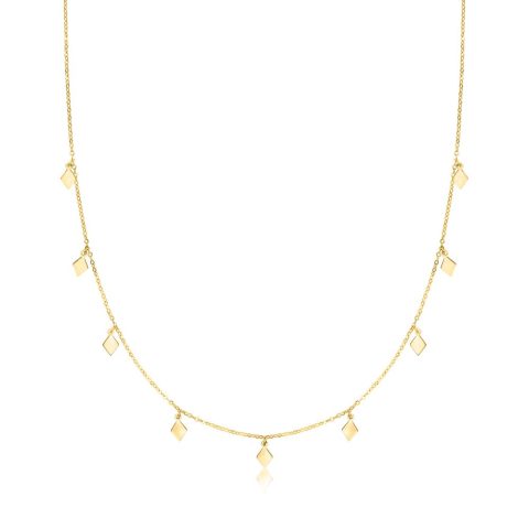 Canaria Italian 10kt Yellow Gold Geometric Station Necklace