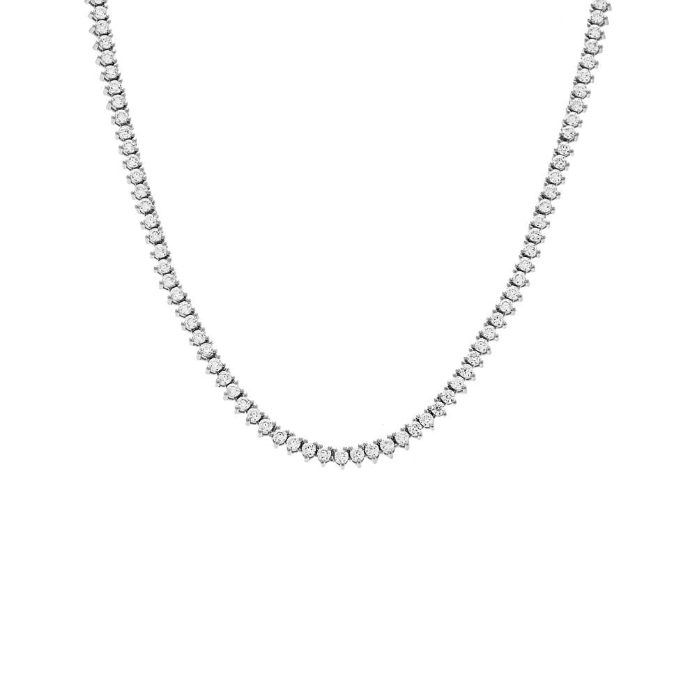 Thin Three Prong Tennis Necklace