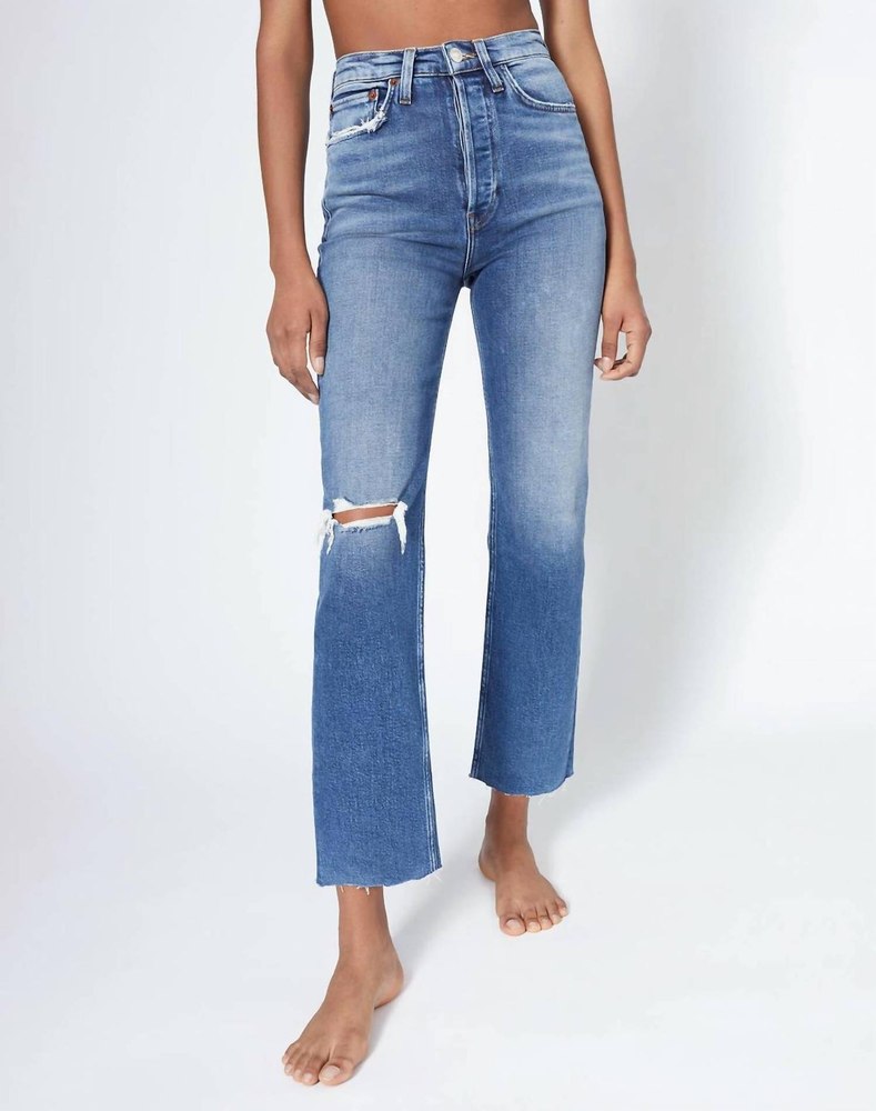 Comfort Stretch Ultra Highrise Stove Pipe Jean In Vintage Indigo Destroy