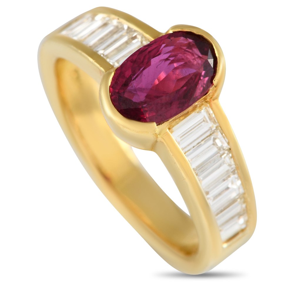 LB Exclusive 18K Yellow Gold 0.70ct Diamond and Ruby Ring MF03-012424