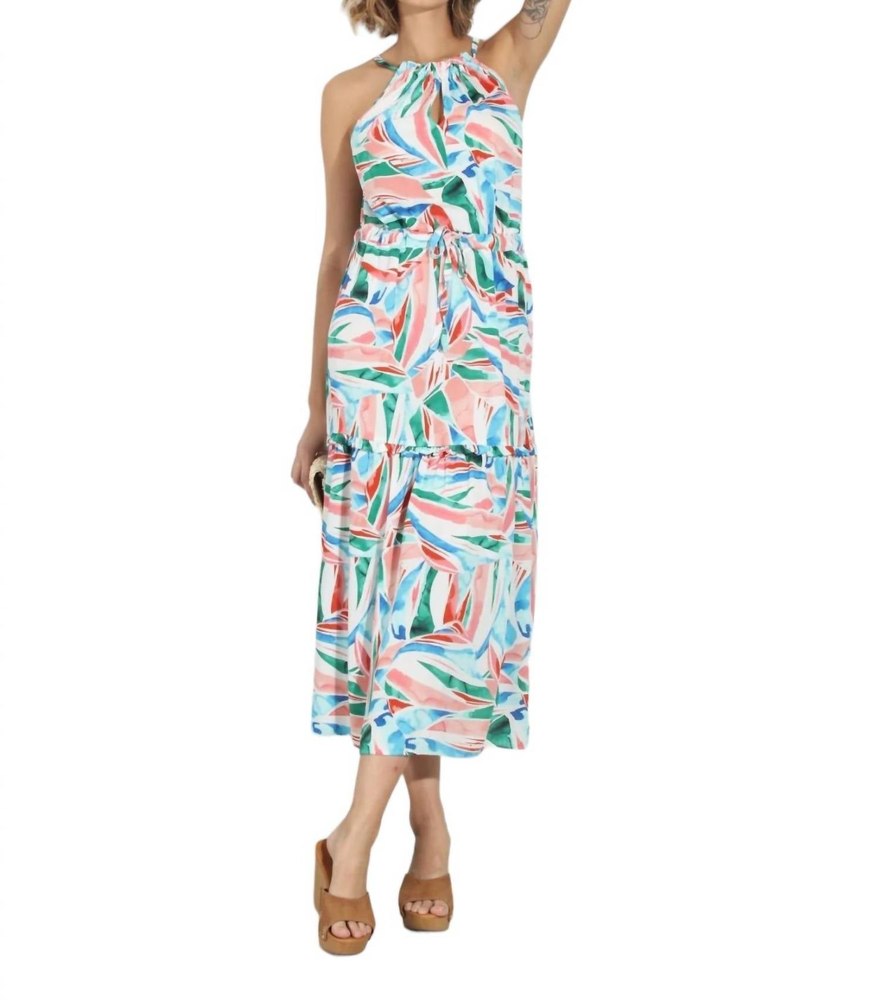 Tiered Halter Midi Dress In Wendy 7703566417980
