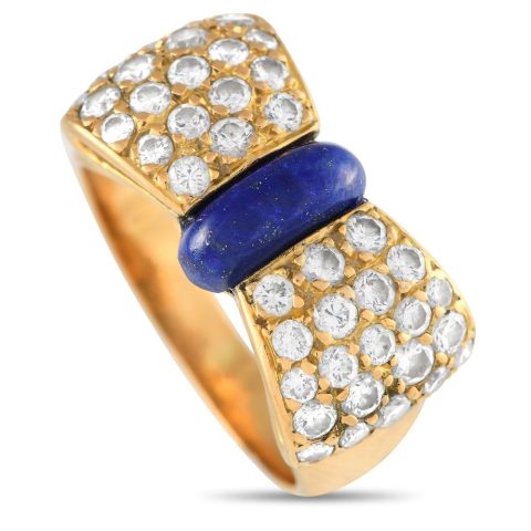 Van Cleef & Arpels Van Cleef & Arpels 18K Yellow Gold 0.85ct Diamond and Lapis Lazuli Bow Ring VC01-012224