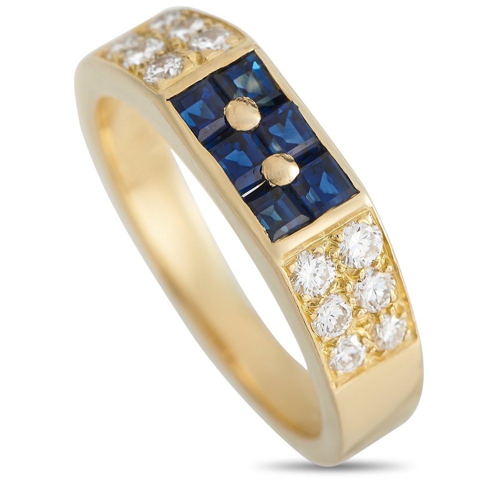 Van Cleef & Arpels 18K Yellow Gold 0.39ct Diamond and Sapphire Ring VC30-030824
