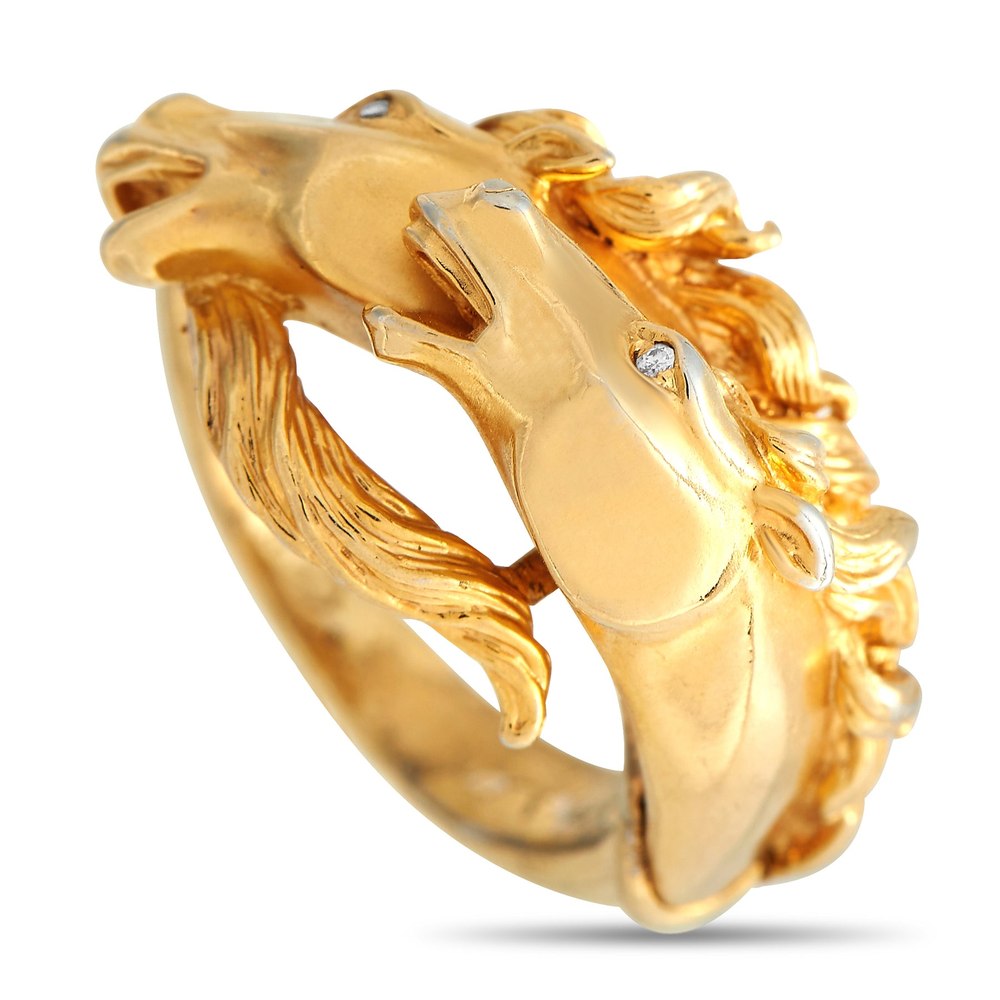 Carrera y Carrera 18K Yellow Gold Diamond Double Horse Ring CA27-020124