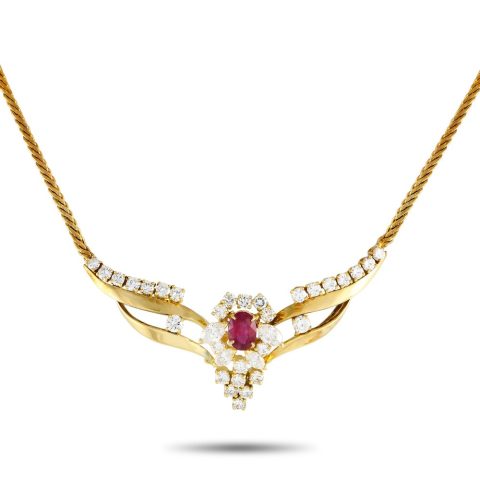 LB Exclusive 14K Yellow Gold 4.0ct Diamond and Burma Heated Ruby Necklace MF31-012324