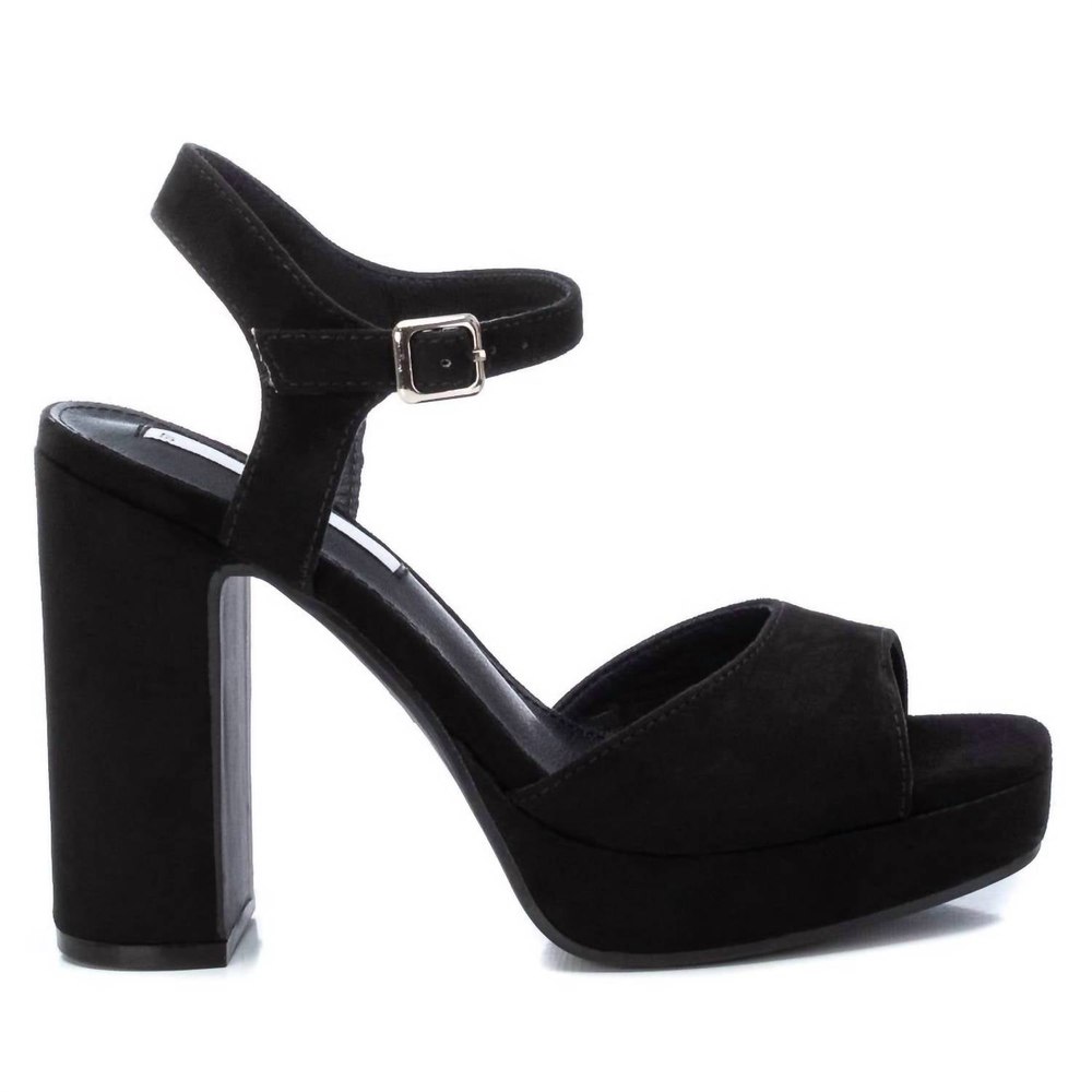 Women’s Heel Suede Sandals In Black 7703571464252