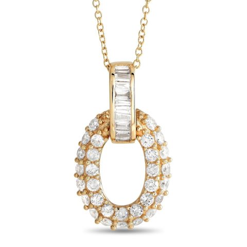 LB Exclusive 14K Yellow Gold 0.63ct Diamond Oval Necklace PN15336-Y