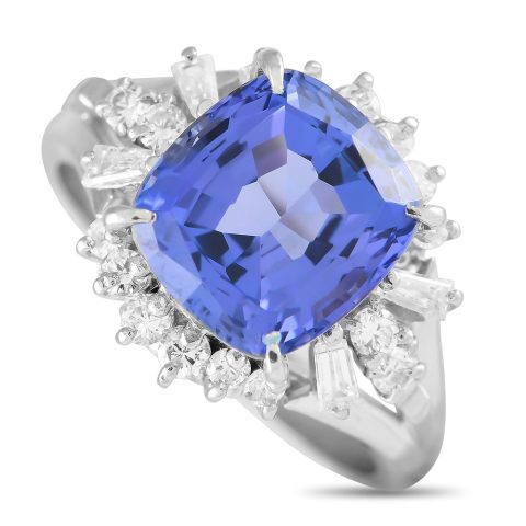 LB Exclusive Platinum 0.56ct Diamond and Tanzanite Ring MF10-021324