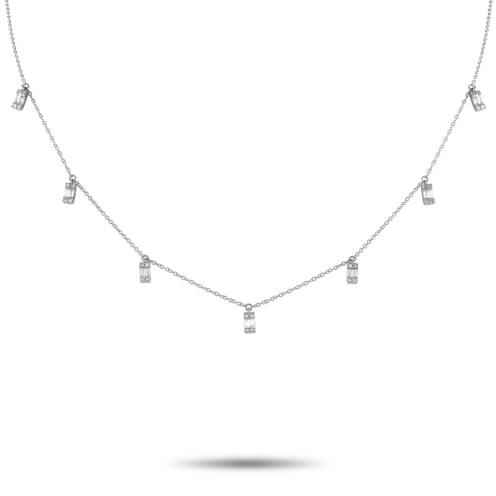 LB Exclusive 14K White Gold 0.33ct Diamond Station Necklace PN14837