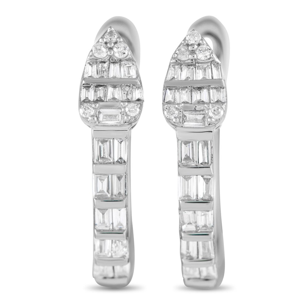 LB Exclusive 14K White Gold 0.70ct Diamond Huggie Earrings ER28547-W