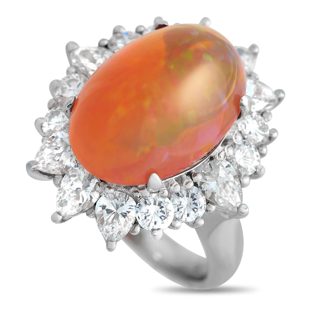LB Exclusive Platinum 2.03ct Diamond and Opal Ring MF04-121923