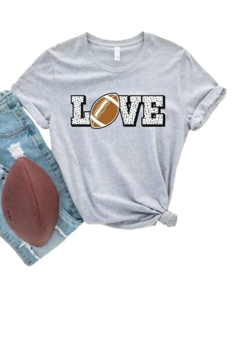 Women’s Love Football Tee In Light Grey 7803887157308
