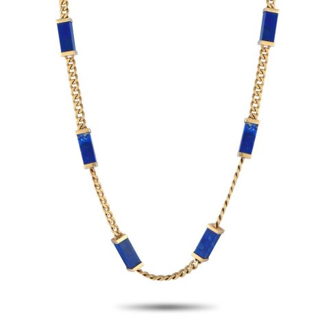 LB Exclusive Vintage 14K Yellow Gold Lapis Necklace MF05-040124