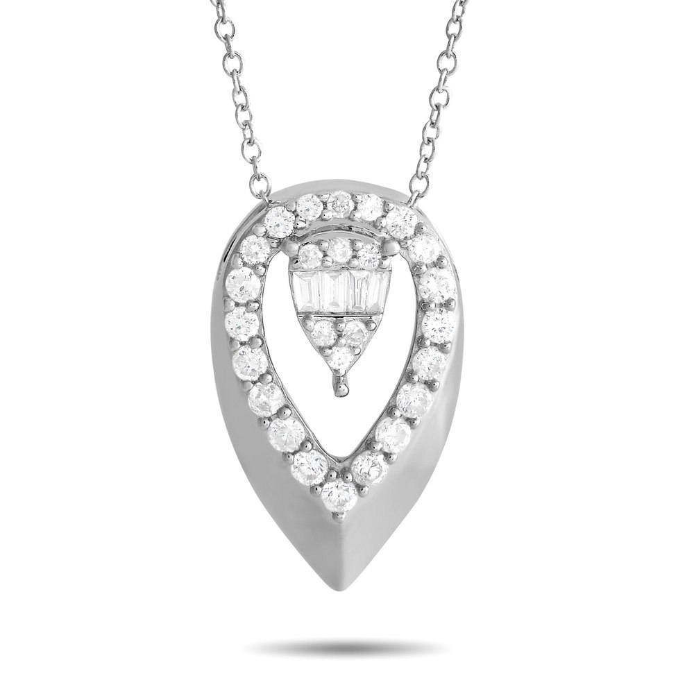 LB Exclusive 14K White Gold 0.30ct Diamond Teardrop Necklace PN15406-W