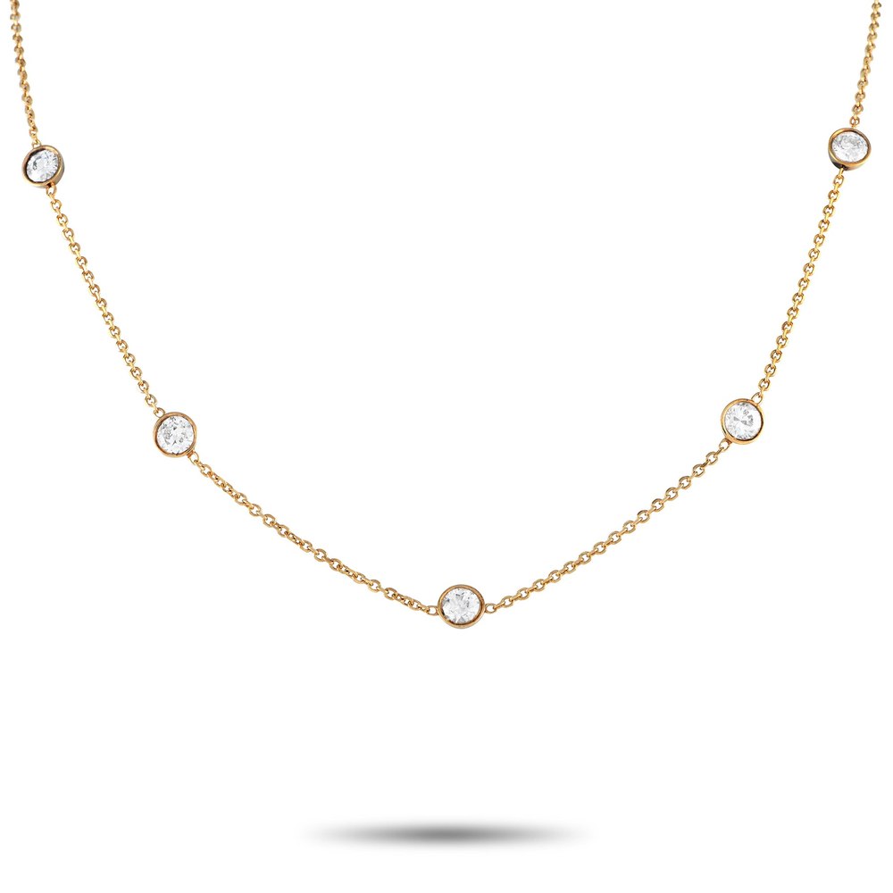 LB Exclusive Antique 18K Yellow Gold 2.50ct Diamond Station Necklace MF05-012924
