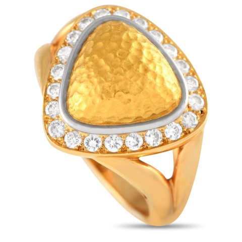Chaumet 18K Yellow Gold 0.40ct Diamond Halo Cocktail Ring CH28-012524