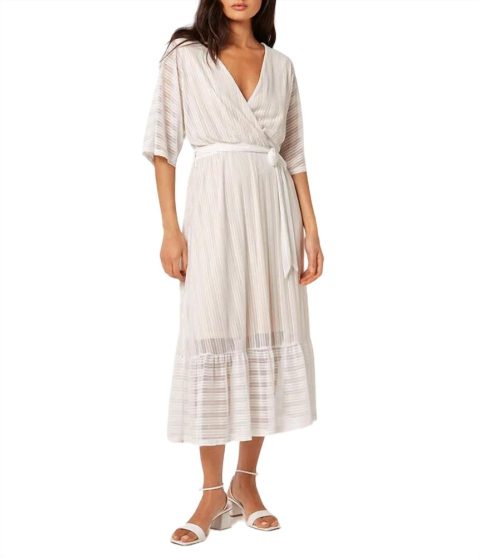 Lurex Mesh Kimono Maxi Dress In Cream 7703577100348
