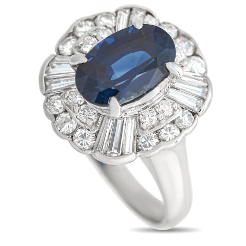 LB Exclusive Platinum 0.82ct Diamond and Sapphire Ring MF21-021324
