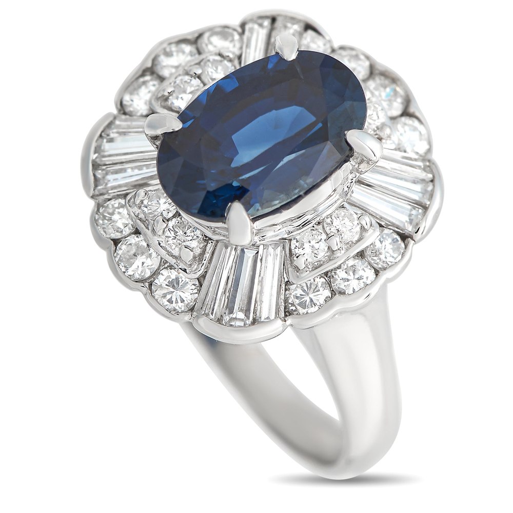 LB Exclusive Platinum 0.82ct Diamond and Sapphire Ring MF21-021324