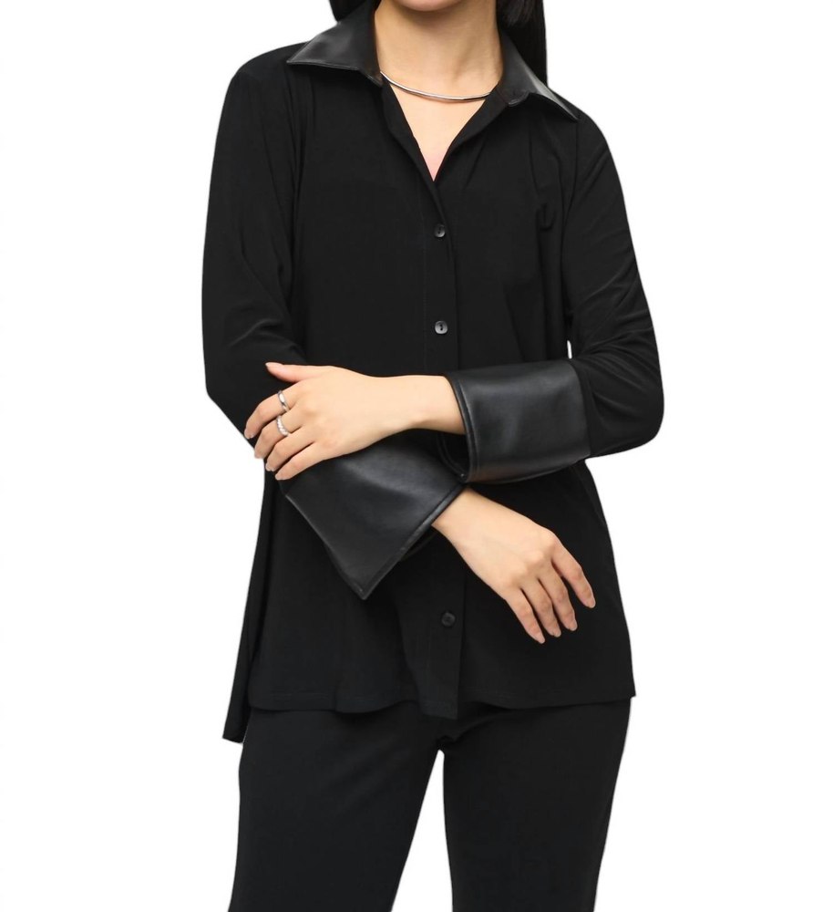 Minimalist Cutaway Nightout Shirt In Black 7803897970748