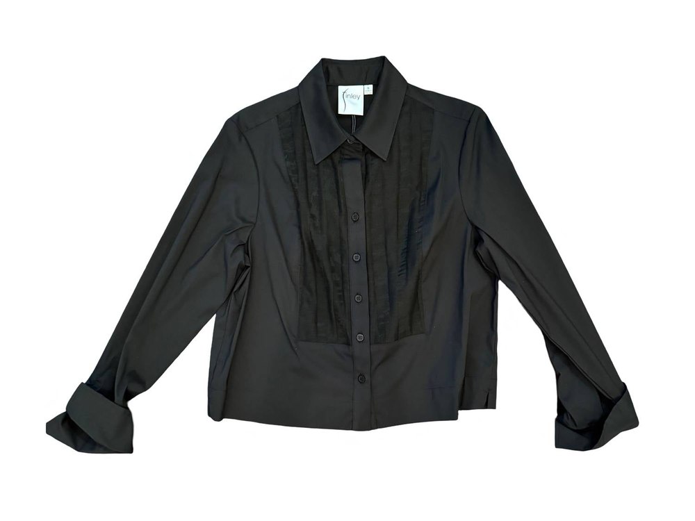 Women’s Crop Tux Shirt In Black 7832178982972