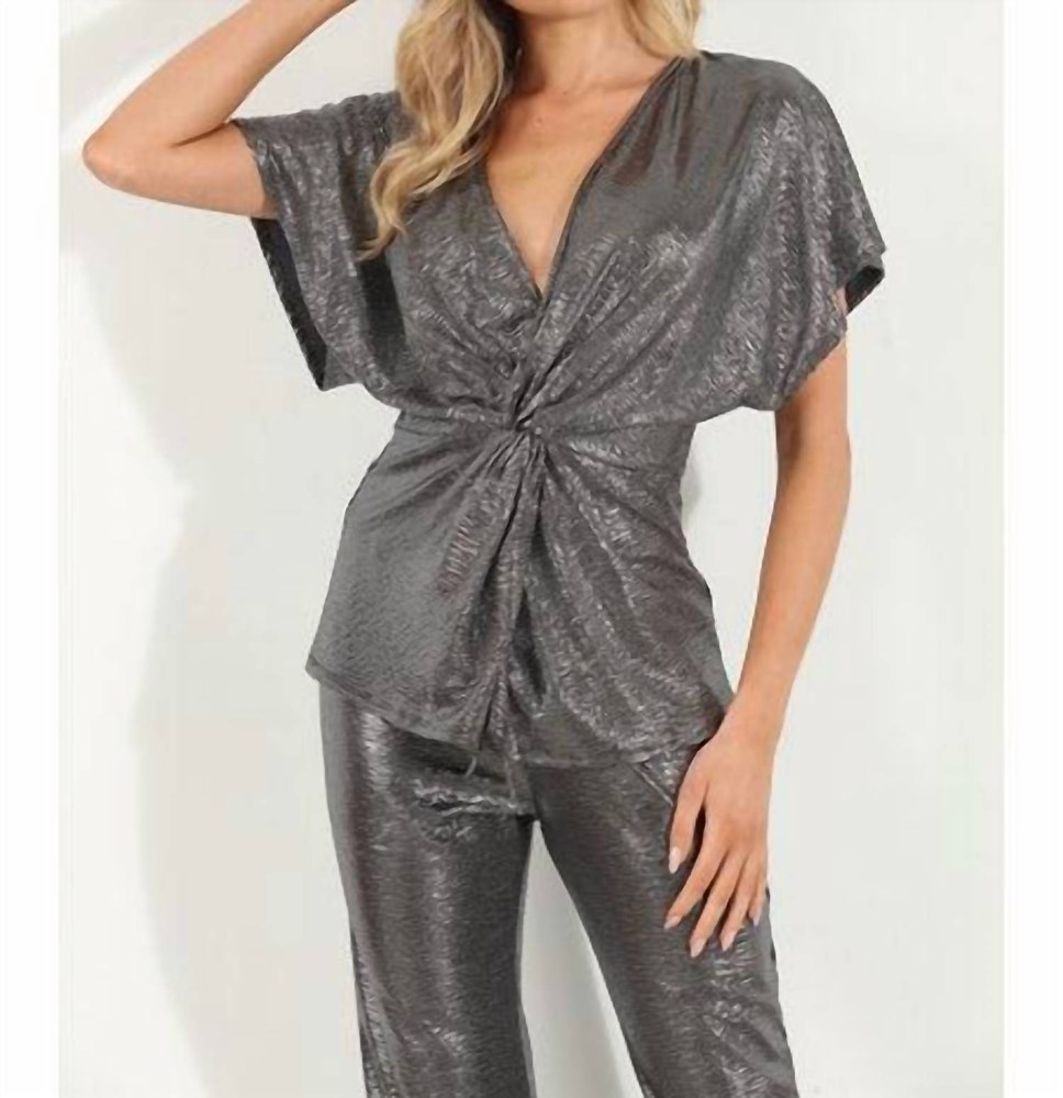 Trinity Holiday Top In Silver Foil