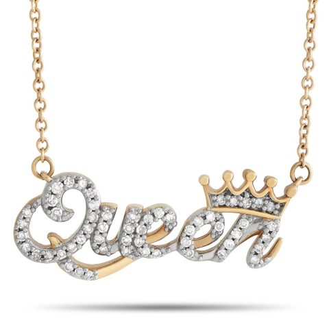 LB Exclusive 14K Yellow Gold 0.15ct Diamond Queen Necklace PN15298