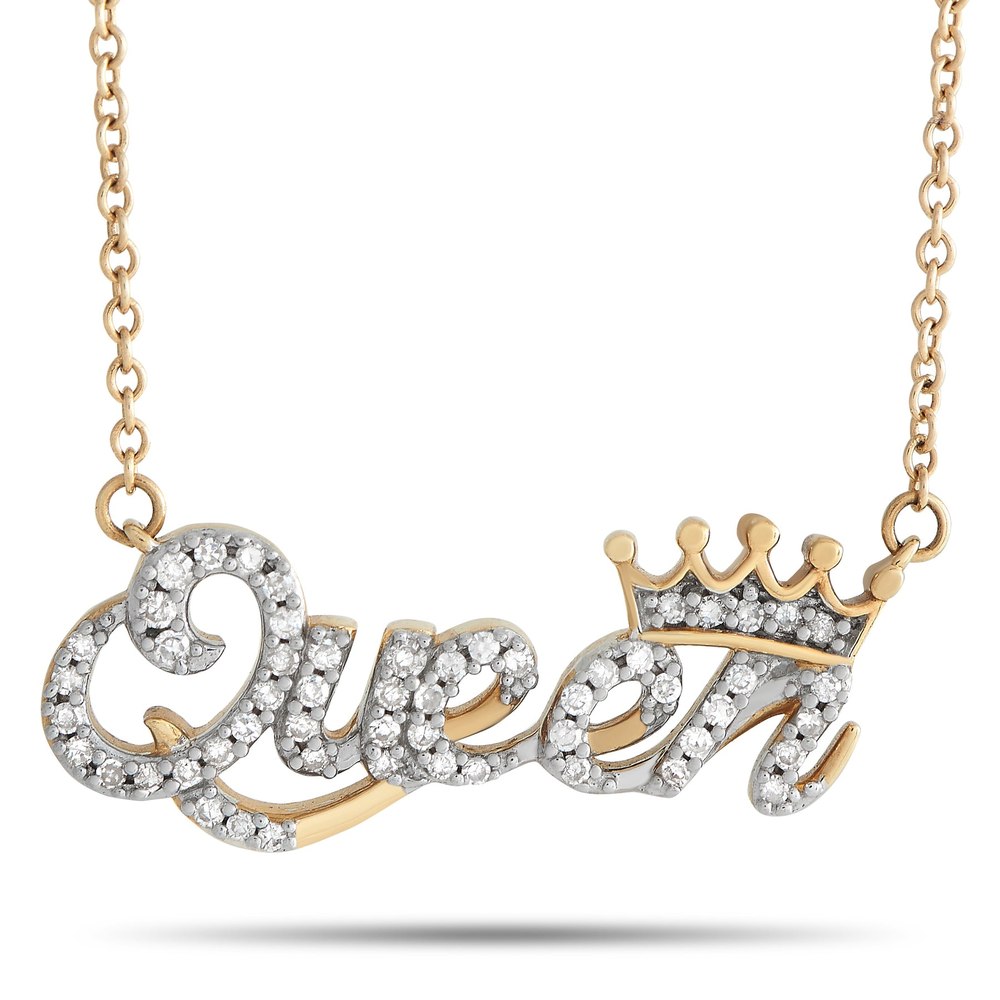 LB Exclusive 14K Yellow Gold 0.15ct Diamond Queen Necklace PN15298