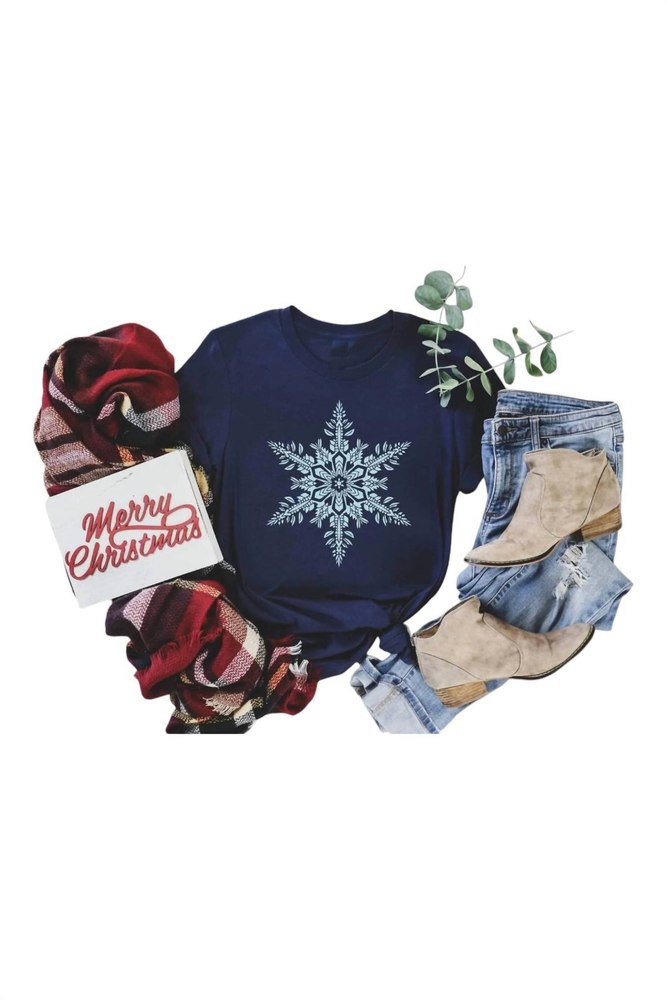 Women’s Snowflake Tee In Navy 7803910422588