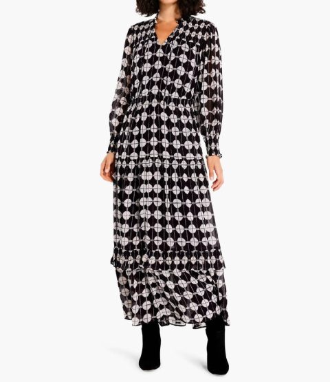 Chiffon Dot Dress In Black Multi 7803904458812