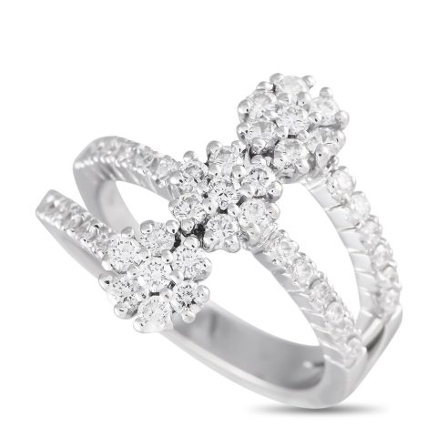 LB Exclusive 18K White Gold 0.87ct Diamond Three-Flower Ring MF01-012924