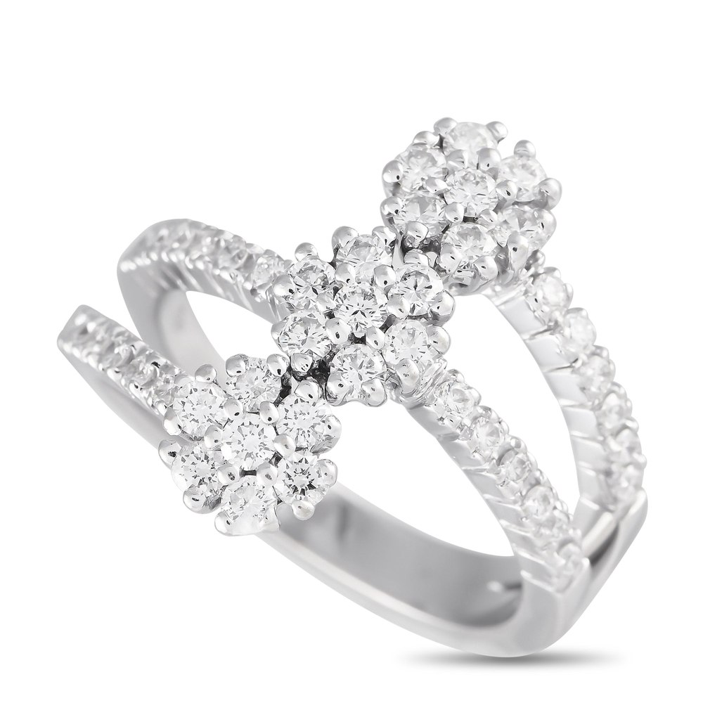 LB Exclusive 18K White Gold 0.87ct Diamond Three-Flower Ring MF01-012924