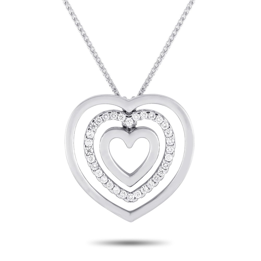 Chimento 18K White Gold 0.40ct Diamond Heart Necklace CH01-032524