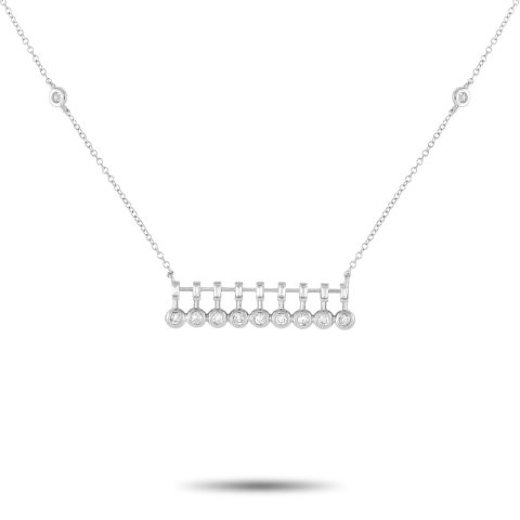LB Exclusive 14K White Gold 0.25ct Diamond Bar Necklace PN15367-W