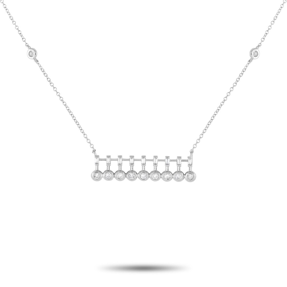 LB Exclusive 14K White Gold 0.25ct Diamond Bar Necklace PN15367-W