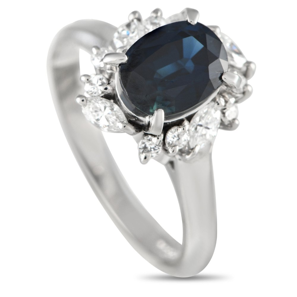 LB Exclusive Platinum 0.35ct Diamond and Sapphire Ring MF25-021324