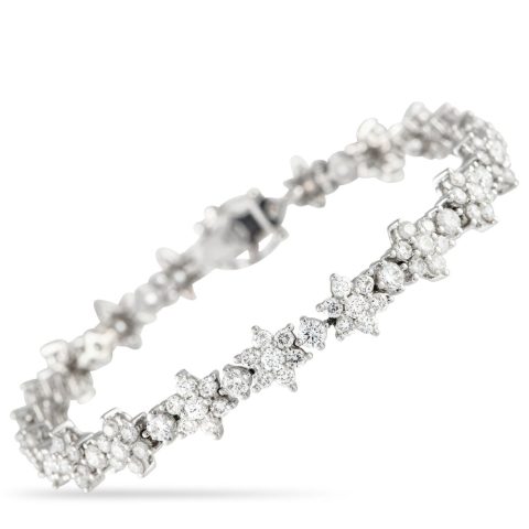 LB Exclusive 18K White Gold 4.0ct Diamond Flower Line Bracelet MF02-021424
