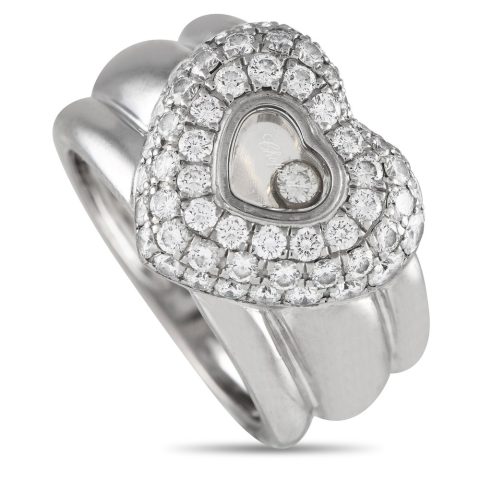Chopard 18K White Gold 1.0ct Diamond Heart Ring CH10-012524