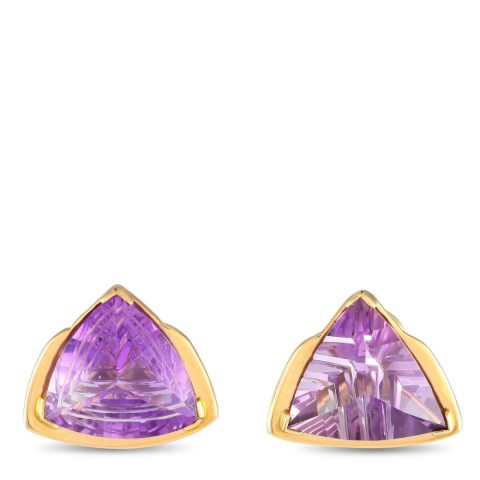LB Exclusive 14K Yellow Gold Amethyst Geometric Clip-On Earrings MF02-032824