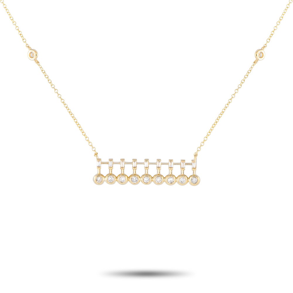 LB Exclusive 14K Yellow Gold 0.25ct Diamond Bar Necklace PN15366-Y