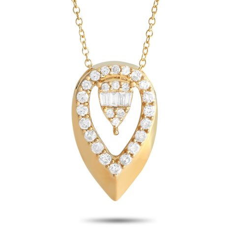 LB Exclusive 14K Yellow Gold 0.30ct Diamond Teardrop Necklace PN15407-Y
