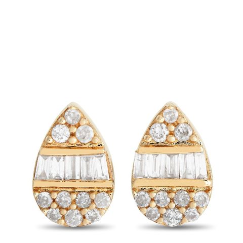 LB Exclusive 14K Yellow Gold 0.18ct Diamond Cluster Pear Earrings ER28512-Y
