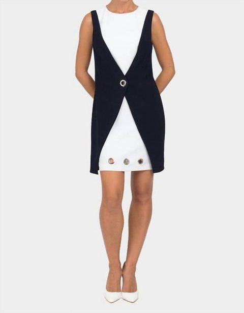 Tunic Dress In Navy/white