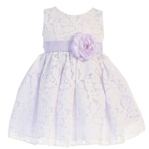Big Girls Lilac Floral Tulle Adorned Easter Dress 7-10