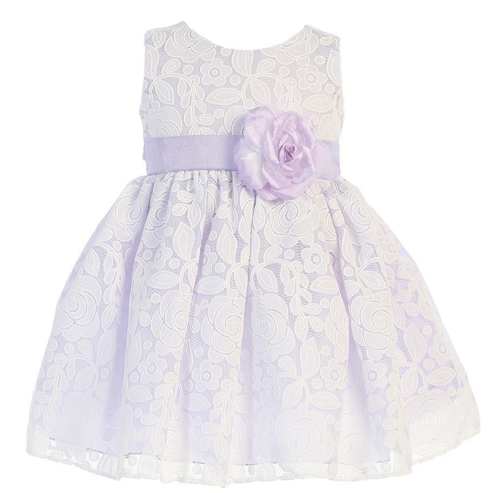 Big Girls Lilac Floral Tulle Adorned Easter Dress 7-10