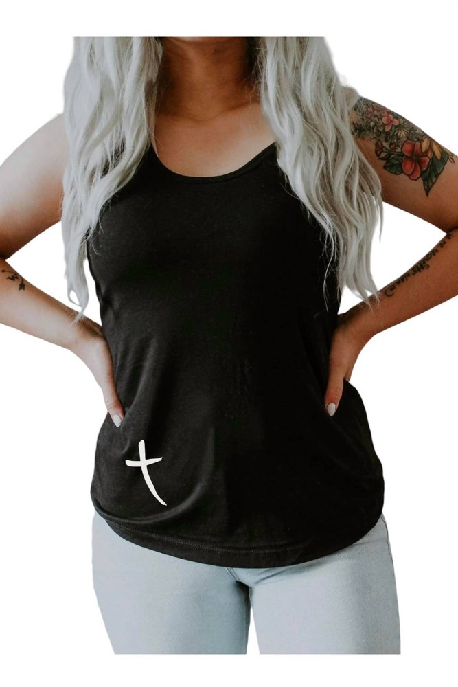 Jesus Has My Back Tank Top In Black 7803921596476