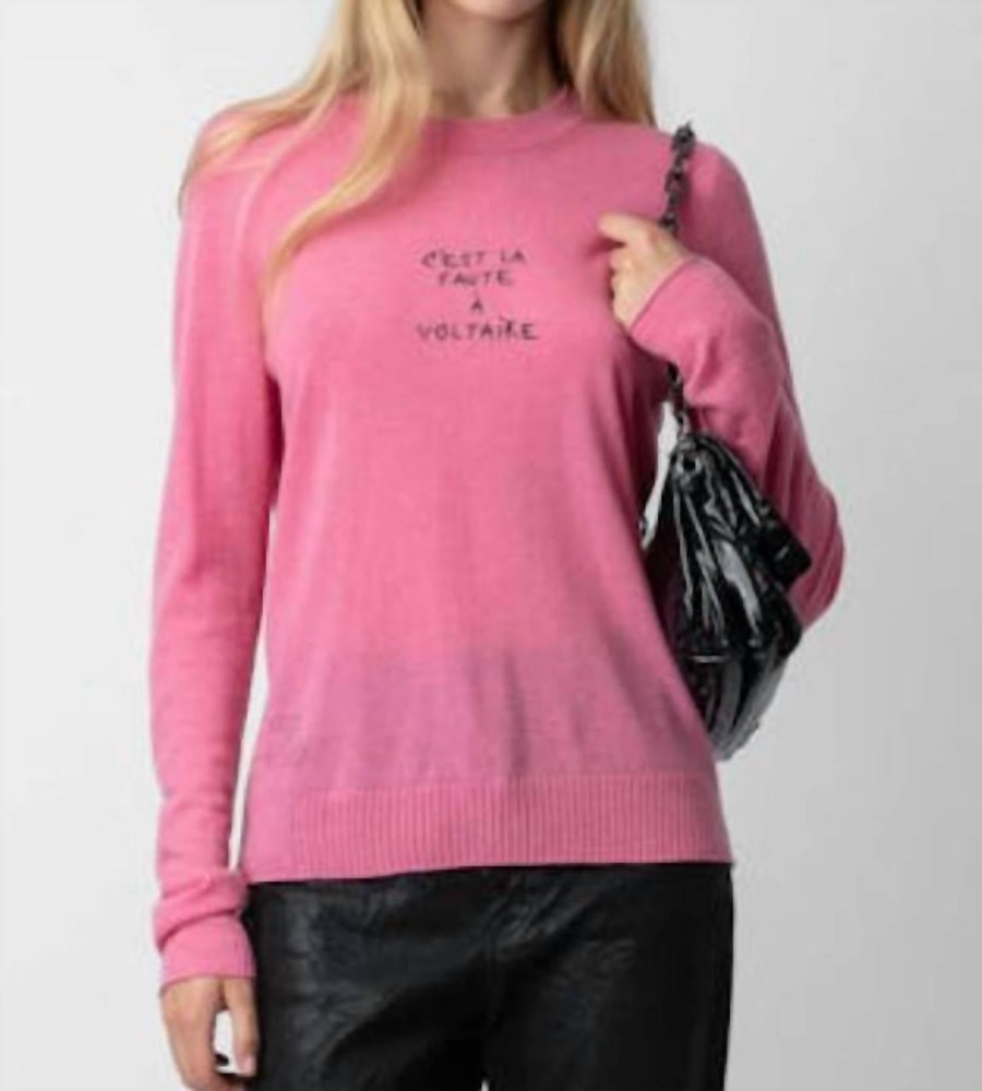 Embroidered Featherweight Cashmere Sweater In Rubber