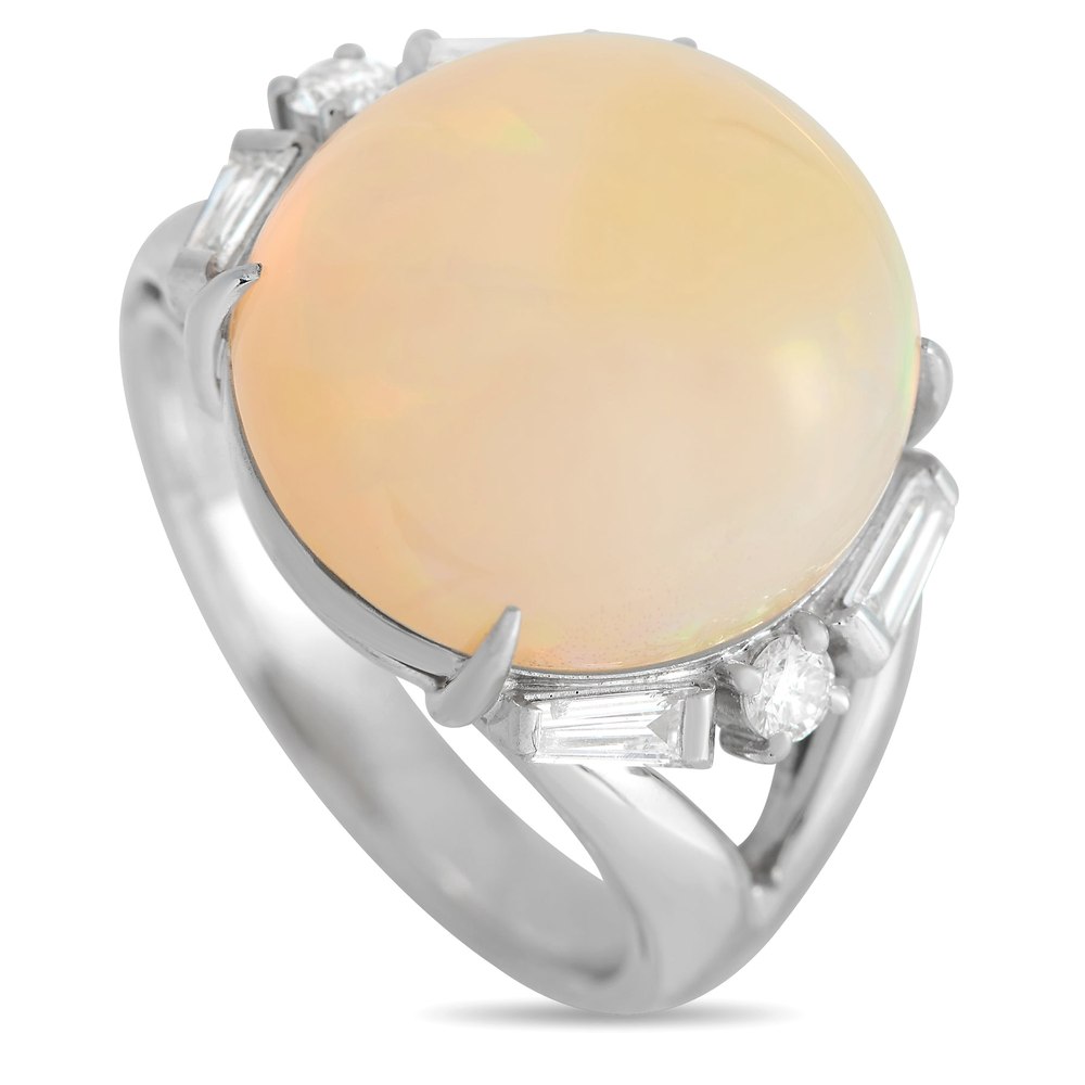 LB Exclusive Platinum 0.34ct Diamond and Opal Ring mf05-121923